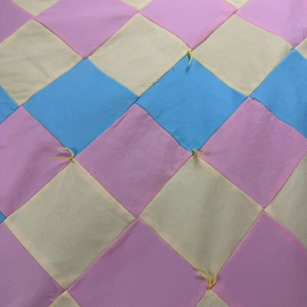 Pastel Diamond Patchwork Baby Quilt‎ Blanket Nursery Decor Crib Play Mat